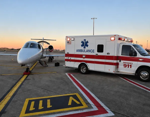 Ground ambulance usa to airport