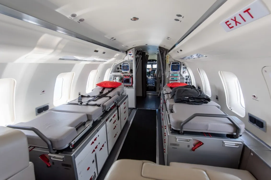 Air Ambulance bed interior EMS Medical Repatriation Ltd