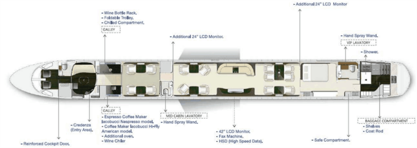 Embraer Lineage 1000 interior overview