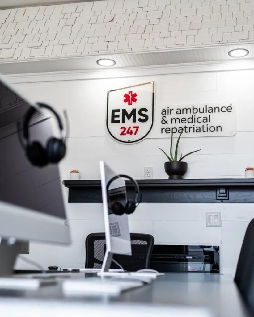 Contact EMS for a repatriation with air evacuation