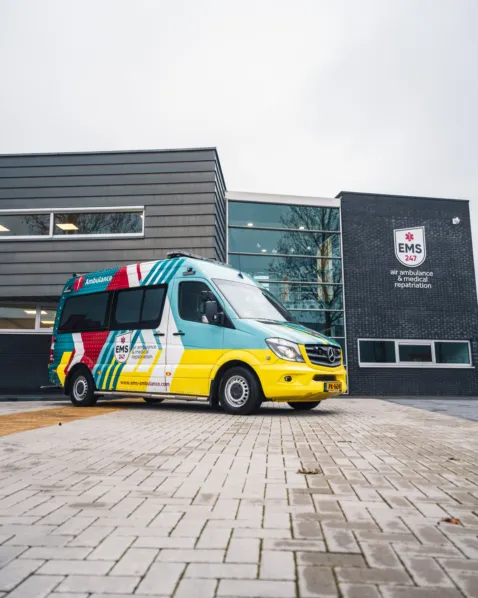 Road Ambulance medical repatriation with EMS Ambulance