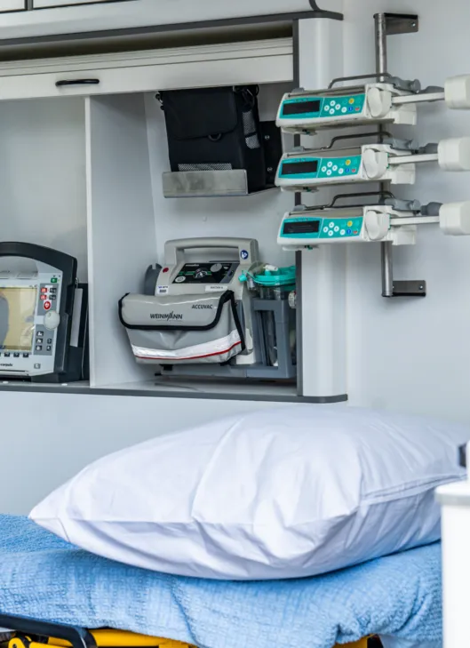 The inside of a Road Ambulance