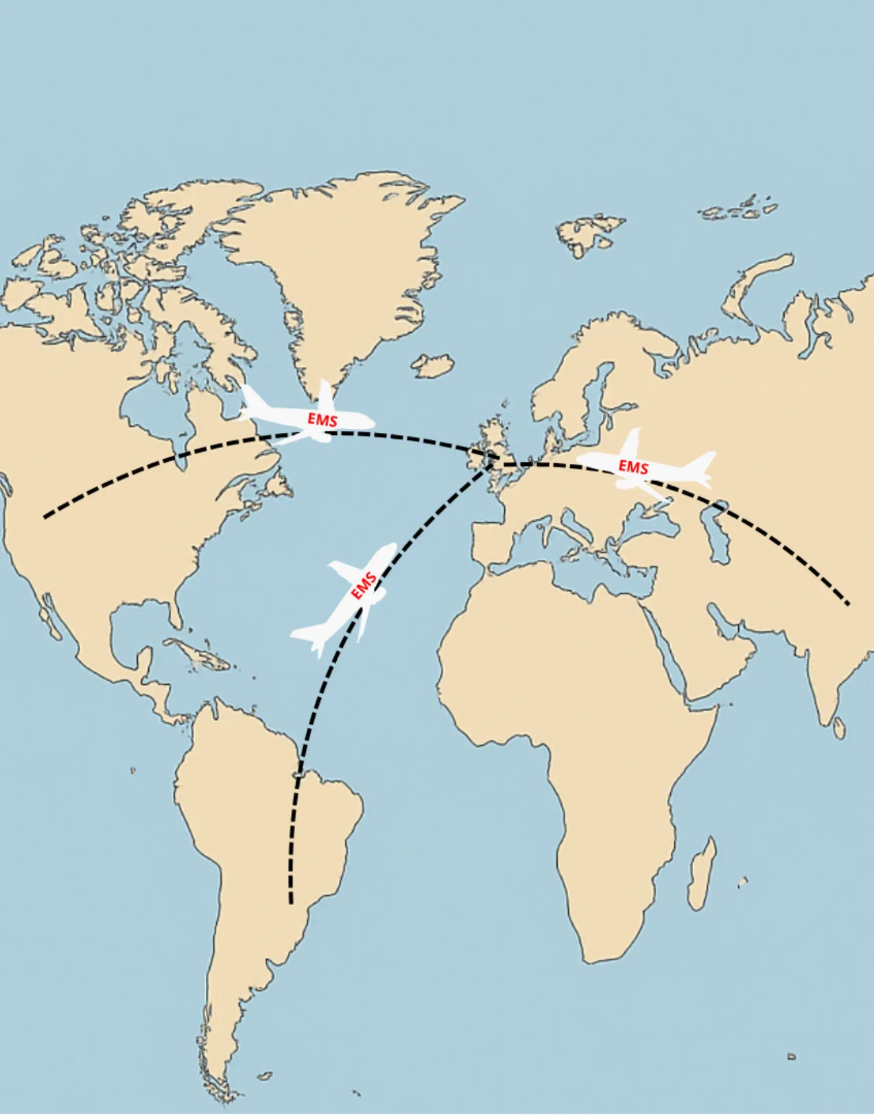 World Map EMS Aircraft UK