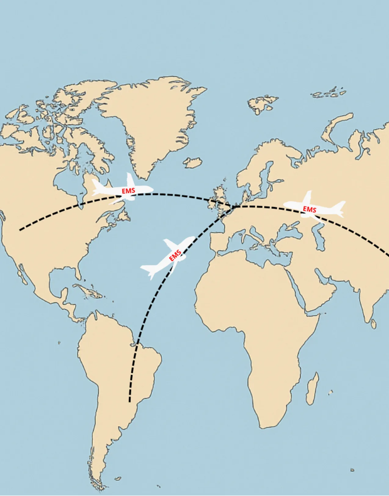 World Map EMS Aircraft NL