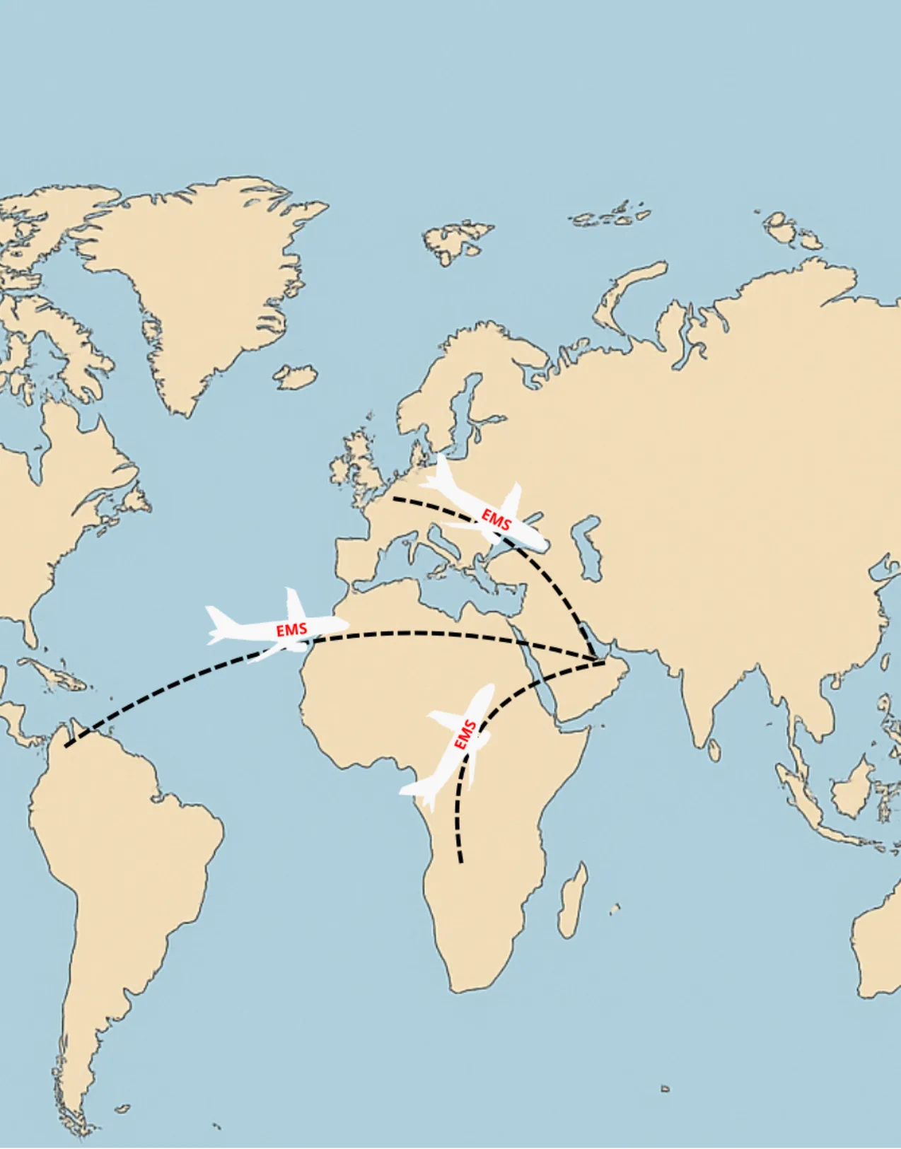 World Map EMS Aircraft UAE