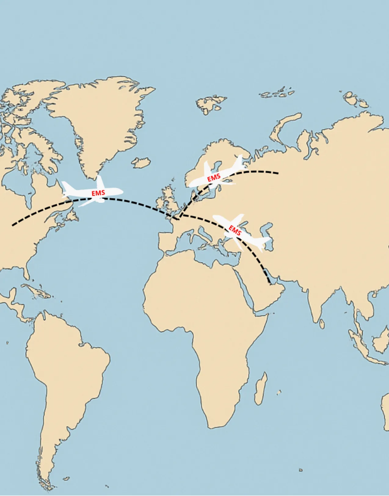 World Map EMS Aircraft FR